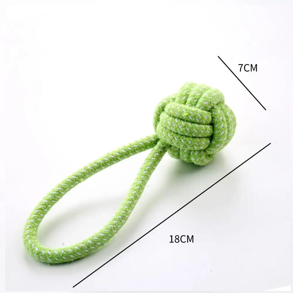 Dog Toy Chew Cotton Rope Teeth Clean Ball Rope Toys Ball Tough Rope Tug of War & Fetching Random Color